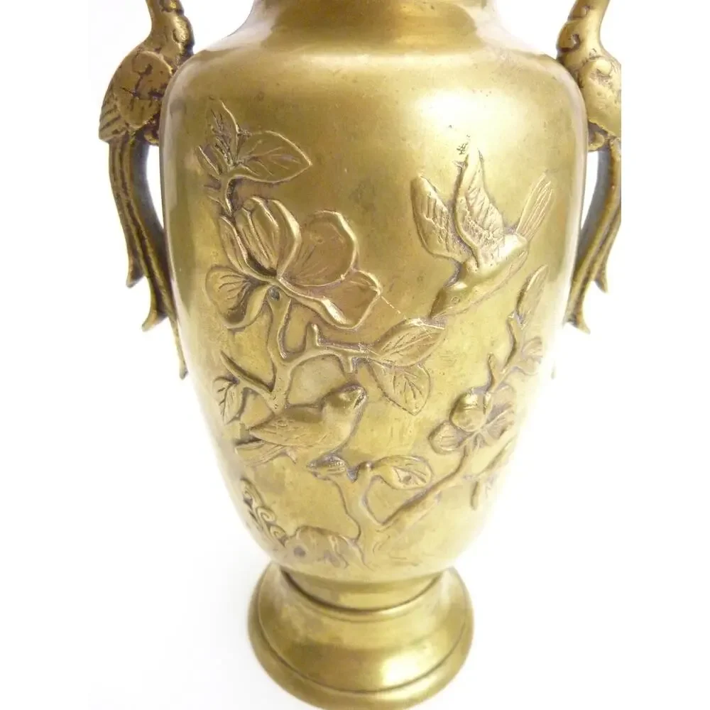 Vintage Brass Vase Incense Flower Chinese Pot Home Decor